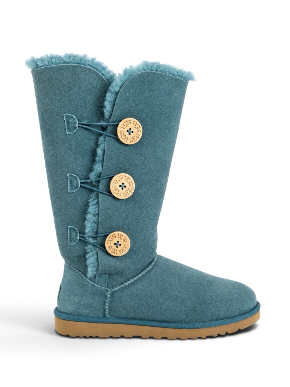 UGG Bailey Button Triplet Tall Suede Boots Teal Size 9